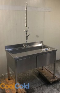 UŻYWANY stół ze stali nierdzewnej 120 cm z długim zlewem